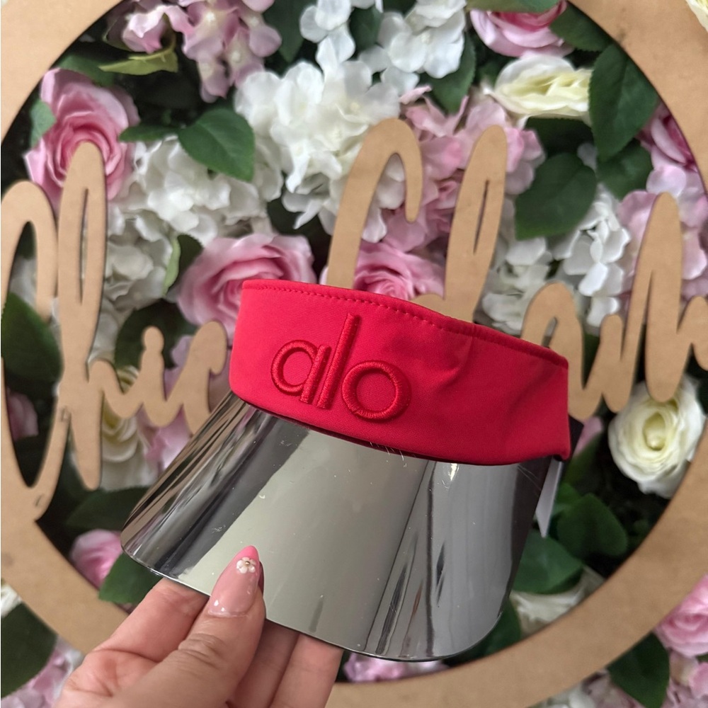 ALO Yoga Red Visor with Reflective Silver Shield